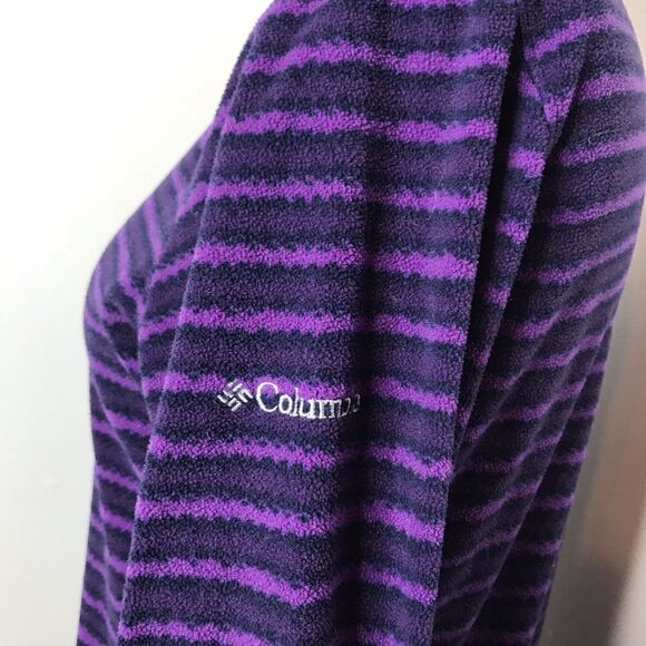Columbia Womens Purple Striped Fleece Pullover Jacket Size Small Half Zip - Picture 4 of 9